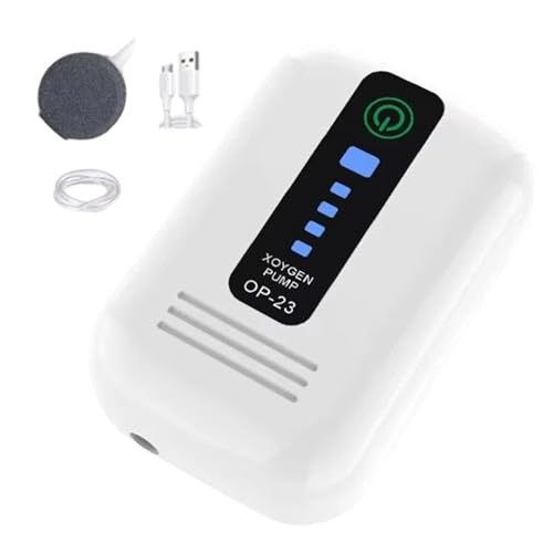 Bomba de aire silenciosa y potente para acuario, batería recargable de 2600 mAh, compresor de oxígeno perfecto para pesca y cortes de energía, funciona silenciosamente en cualquier pecera