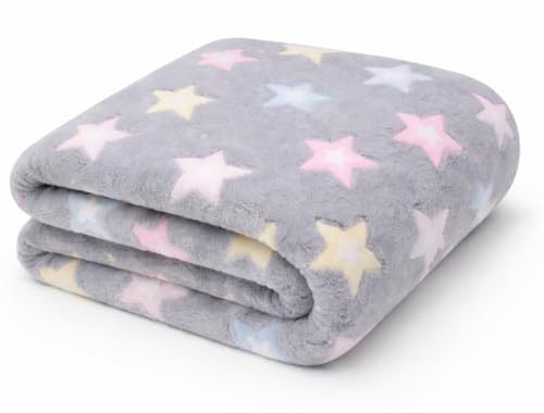 Image of First Kick Kids Blankets Printed Sheet for Boys and Girls (0-5 Years), Length 150 cm x Width 100 cm, Grey Stars Pack of 1 Pc.