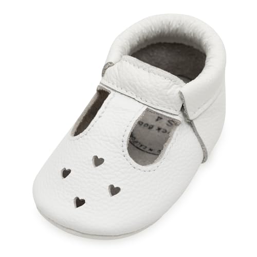 Image of BirdRock Baby Mary Jane Moccasins - Genuine Leather Soft Sole Baby Girl Shoes for Newborns, Infants, Babies, and Toddlers