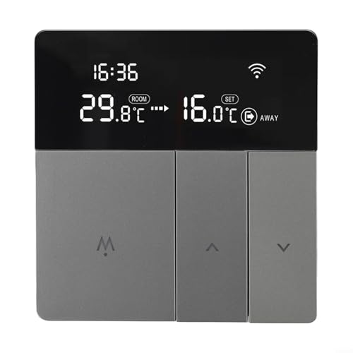 Bebykilemi Termostato para WiFi compatible con Alexa y HomeKit | Controlador programable de calefacción de suelo para caldera eléctrica de agua y gas | 16A/25A, gris plateado (3A)