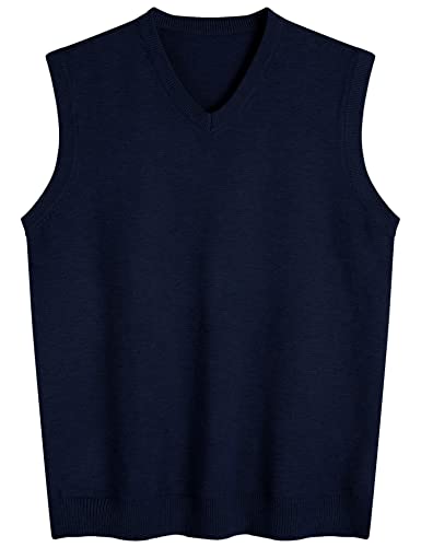 Amussiar Men's Casual Sweater Vest V-Neck Slim Fit Sleeveless Sweater Knitted Pullover Vest