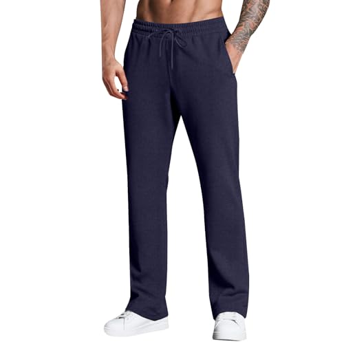 Pantalon travail genouillere style sarouel décontracté en lin et coton uni