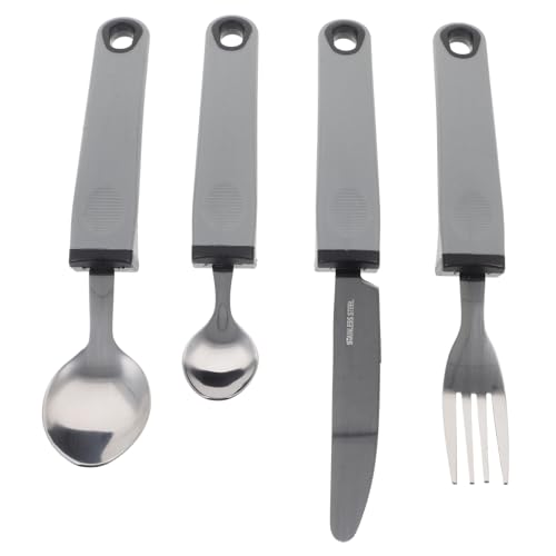 BUTIFULSIC Elderly Care Utensils Elderly Plate Fork Spoon Knife Set Easy to Grip for Disabled Seniors