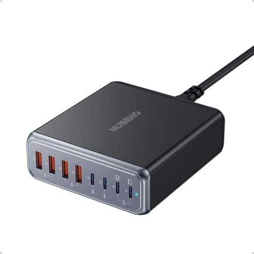 140W USB C Charger Block,65W Laptop Charging Hub,8-Port USB C Fast Charging Station Compatible with iPhone, MacBook, Laptop,Galaxy,and More (K44, Black)