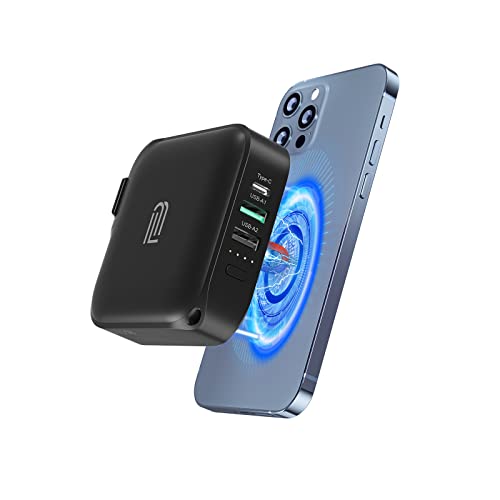 MagLoop Magnetic Power Bank, 10000mAh Wireless Power Bank with Quick Charge 4.0 Wall Charger, Portable Charger for iPhone 13/12/Pro/Pro Max/8-11 Series Airpods