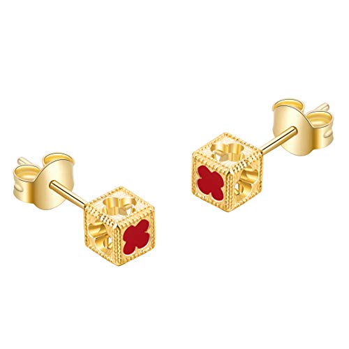 18K Gold Plated/White Gold Plated 925 Sterling Silver Stud Earrings For Women (gold plated res cz earrings)