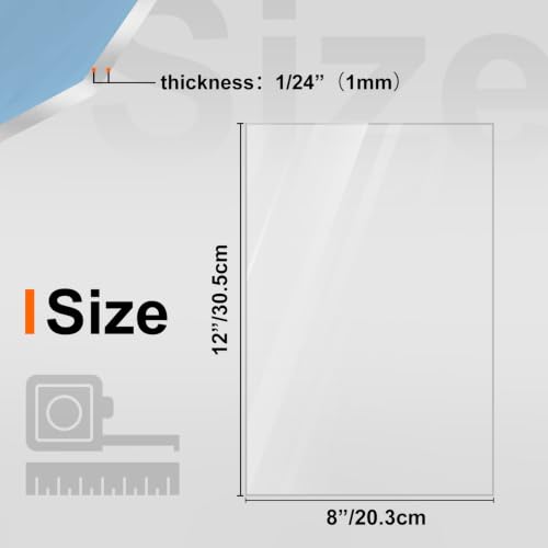 Image of KINLINK 8x12 Plexiglass Sheets 1 /24 inch Thick, 1mm Clear PET Plastic Sheet for DIY Project, Craft, Table Top, Picture Frame, Acrylic Sign and Wedding Invitation 2 Pack