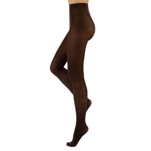 CALZITALY Leotardos de Lana para Mujer, Medias de Lana Merino, Panty Opaco | Negro, Gris, Azul Marino, Violeta, Verde, Marrón, Beige | S, M, L, XL | 100 DEN | Made in Italy (L, Marrón)
