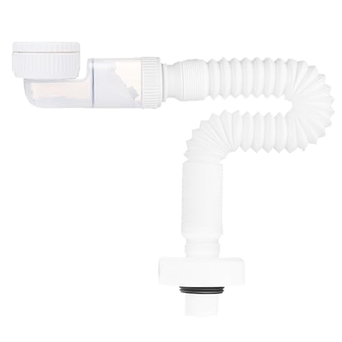 GmwyCzV Sifon Lavabo Flexible 1 1/4', Extensible 380-930mm Desague Fregadero, Ajustable Desague Lavabo a Prueba de Olores, Sifon Cocina Fregadero de Ahorro de Espacio, para Baño Y Cocina