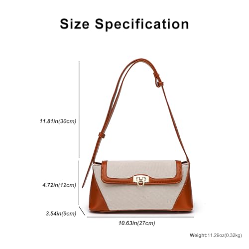 Image of Small Shoulder Bag for Women, Retro PU Leather Underarm Bag Top Handle Hobo Tote Clutch Handbag Purse with Buckle Closure