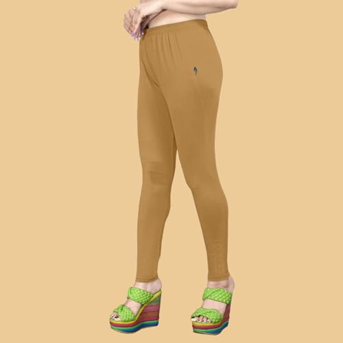 Image of Women's Solid Mid Rise Slim Fit Ankle Length Leggings - Comfortable and Stylish Yoga Pants for Workout, Running and Everyday Wear