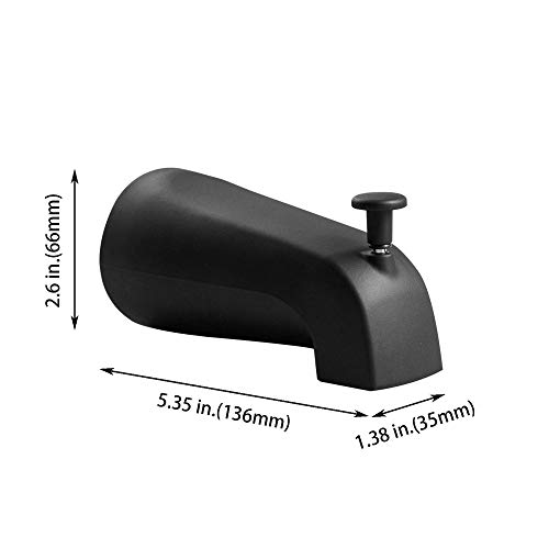 SENTO Slip On Black Universal Bathroom Tub Spout with Diverter, Durable Heavy Duty Metal Bathtub Faucet with Shower Diverter - 4 Inches 1/2" Copper Pipe, Matte Black by SENTO BETTER HOME BETTER LIFE - Image 3