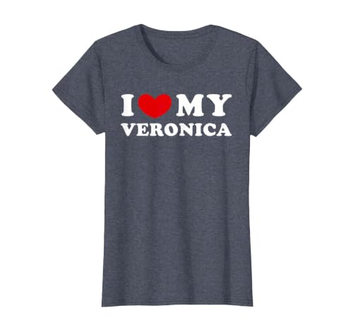 I Love My Veronica, I Heart My Veronica T-Shirt, Women, Heather Blue, Small