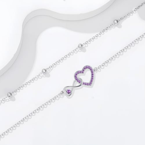 Image of Anklet for Women 925 Sterling Silver Double Infinity Ankle Bracelet Waterproof Summer Jewelry Anniversary Birthday Gifts for Her