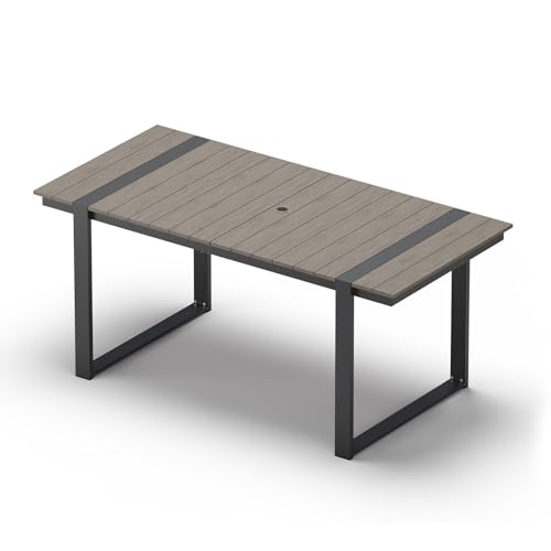 Image of Outdoor Dining Table for 6, HDPS+ Aluminum Patio Dning Table | Sturdy U-Shape Leg, Size: 67.4 inchL*32.3 inchW*29.6 inchH