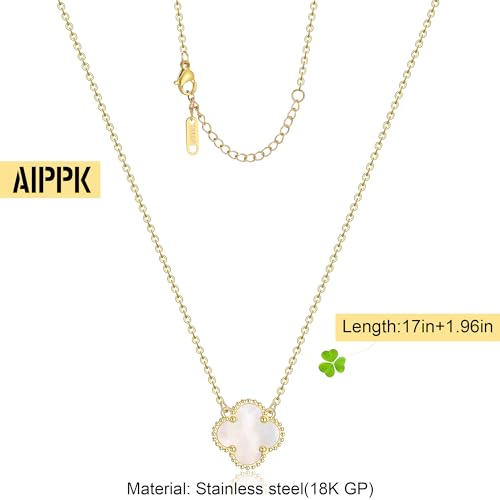 Aippk Clover Pendant Van Cleef Necklace For Women 18K Gold Plated White Four Leaf Clover Necklace Lucky Dainty Jewelry Gifts For Women thumb #1