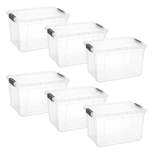 Image of Superio 26.5 Quart Clear Plastic Storage Boxes with Lids, Stackable Organizer Containers, BPA-Free Storage Bins for Home, Office, School & Dorm, 6 Pack