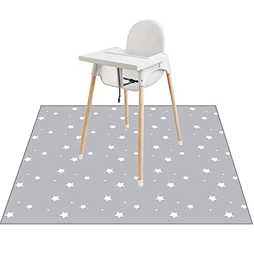 Image of Splat Mat for Under High Chair/Arts/Crafts, Triluby 51" Waterproof Non Slip Food Splash Mat for Eating Mess, Washable Weaning Mat Reusable Spill Floor Protector (Star)