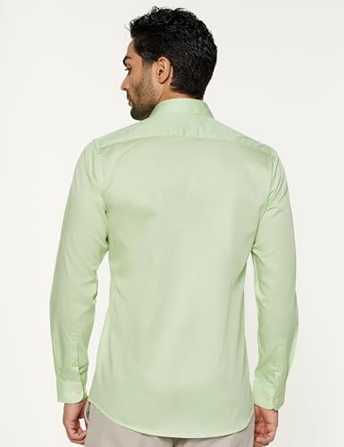 Image of Peter England Men's Slim Fit Full Sleeve Casual Shirt in Twill Weave Cotton