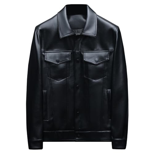 Chaqueta de cuero sintético para hombre estilo motociclista miniatura 1