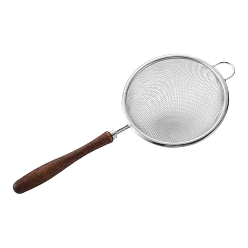 Kustimantu Feinmaschige Edelstahlwahrheit, feinmaschiges Sieb - Zusätzlicher Mesh-Tropfsieb - Multifunktionaler Edelstahl-Sieblöffel mit Holzgriff für die