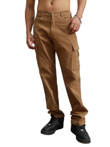 Image of Hubberholme Men Smart Casual Summer Cotton Loose Fit Mid-Rise Trousers 65