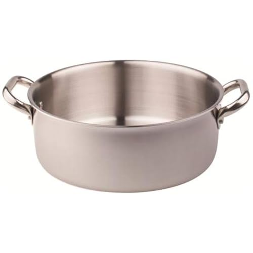 Pentole Agnelli ALIX106ALIN32 Casseruola Bassa con 2 Maniglie in acciaio, Trilaminato Alluminio-Acciaio per induzione, 32 cm