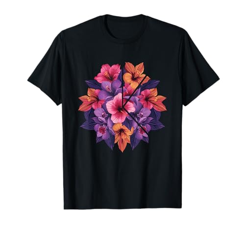 Floral Time Horloge Tropicale orchidée Hibiscus T-Shirt