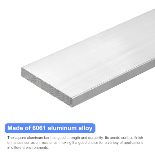 Image of uxcell Square Aluminum Flat Bar, 1 /2 inch Thick 3 inch Width 10 inch Length Square Aluminum Bar 6061 Aluminum Flat Plate, 12 x 75 x 254mm T6511 Solid New Mill Stock for Industrial Building