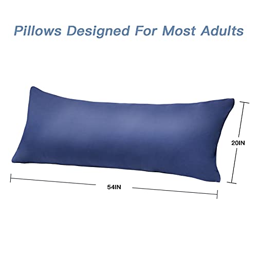 DOWNCOOL Luxury Full Body Pillow Insert with Fiber Cover - Ultra Soft Body Pillow for Sleeping - Breathable Long Bed Pillow Insert, 20"x54"(Blue, with Cover)