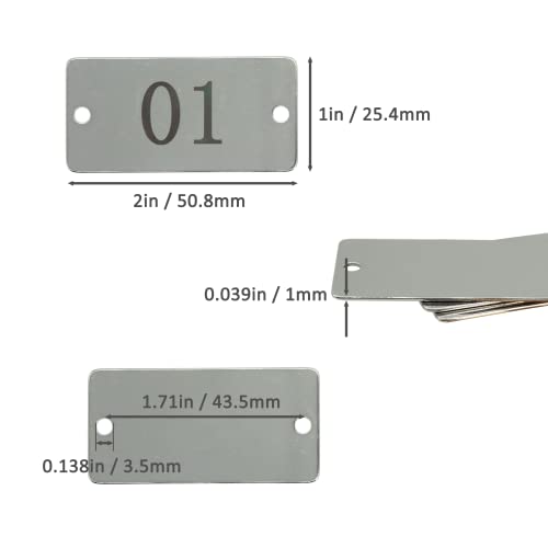 Staymax Stainless Steel Rectangle Numbered Tags With Two Holes 1 Inch X 2 Inch (1-25) #TOP1