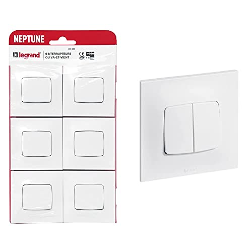 Interrupteur va-et-vient Legrand Neptune blanc 10A lot de 6 avec double interrupteur mural