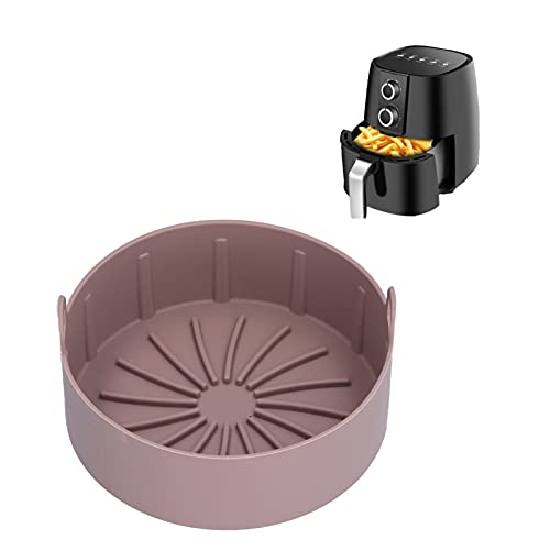 Air Fryer Siliconen Pot, 16cm ‑20℃‑220℃ Ronde Herbruikbare Elektrische Fryer Mand Lade Voedsel Veilig Siliconen Bakken Accessoire voor Luchtfriteuse, Magnetron, Stoom (Bruin)