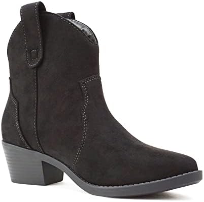 Soda “JORIAH” ~ Women Western Stitched Pointed Toe Low Block Heel Ankle Boot (BLACK IMSU, us_footwear_size_system, adult, women, numeric, medium, numeric_11) | Image 3
