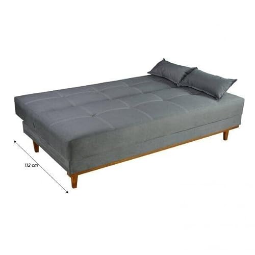 Sofá Cama 3 Lugares Madrid Luxury Estofados Cinza