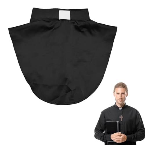 Nretluo Priest Collar 1 Pcs Black Detachable Collar Unisex Vicar Collars Suitable for Formal Liturgical Wear Compatible with Clergy Shirts for Both Men and Women (Black)