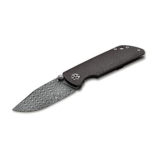 Böker Manukaftur Solingen M4 Sherman Damascus - Folding Collector's Pocket Knife Crafted from Recovered M4 Tank Materials, Made in Germany