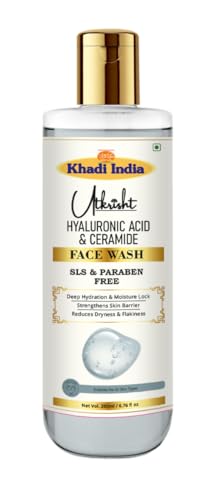Image of Khadi Hyaluronic Acid & Ceramide Face Wash 200ml | Glowing & Hydrating | Supports Skin Renewal & Even Tone | Gentle Exfoliation | SLS & Paraben-Free | Men & Women | All Skin Types