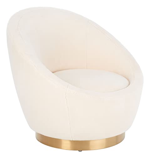 Safavieh Couture Home Collection Pippa Faux Wool Upholstered Swivel Living Room Vanity Bedroom Accent Chair (Fully Assembled) Sfv4728A, Ivory/Gold #TOP3