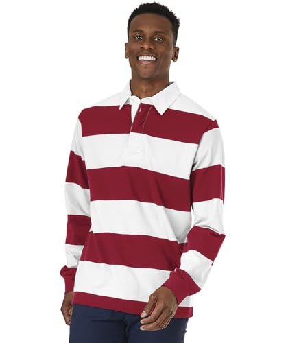 Image of Charles River Apparel Unisex Classic Rugby Shirt, Premium Cotton Jersey with Yarn-Dyed Stripe Design