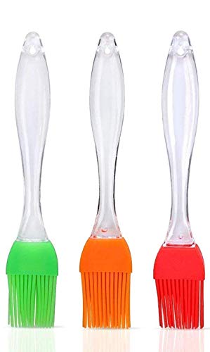 Varun Kitchen Ware Set of 2 Kitchen Silicon Flat Pastry Brush Multi Purpose Silicon Oil Cooking Brush for Grilling, Tandoor and BBQ (Multi Color)