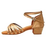 ZIHDKE Zapatos de Baile for Mujeres señoras salón Latino niños/niños Tango Salsa Zapatos Entrenamiento tacón bajo para Women(Light Brown,30 (20cm))