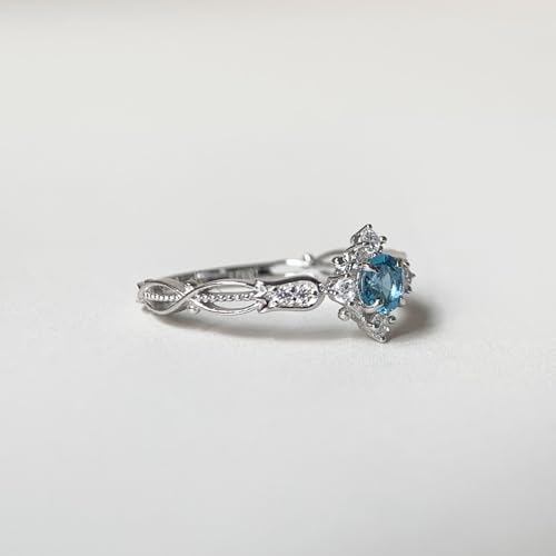 London Blue Topaz Engagement Ring for Women Created Emerald Rose Quartz Moss Agate Blue Sandstone Birthstone Wedding Anniversary Jewelry3