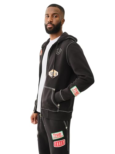 True Religion Patch Big-T Zip Hoodie - Jet Black | Full Zip Sweatshirt3