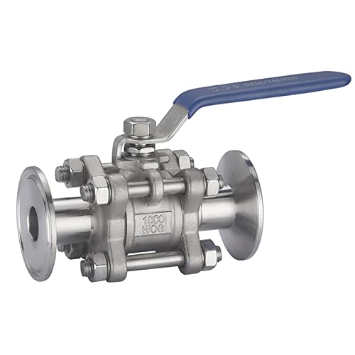 LZAQZMEQ Válvula 1/2' 3/4' 1' Válvula de Bola Sanitaria de Acero Inoxidable SS304 3 Válvula de Bola Tipo virola de Triple Abrazadera de Tres Piezas(2 Inch)