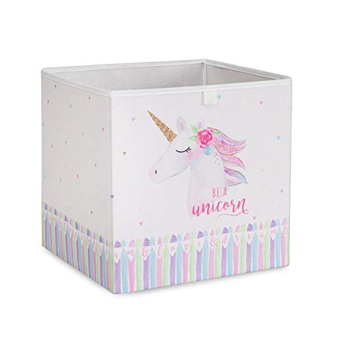 Ocean Home Textile Einhorn Aufbewahrungsbox für Kinderzimmer, Faltbare Spielzeugkiste 30x30x30 Cover