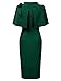 AISIZE Women's Vintage 1940s Half Collar Batwing Cape Party Pencil Dress Medium Dark Green