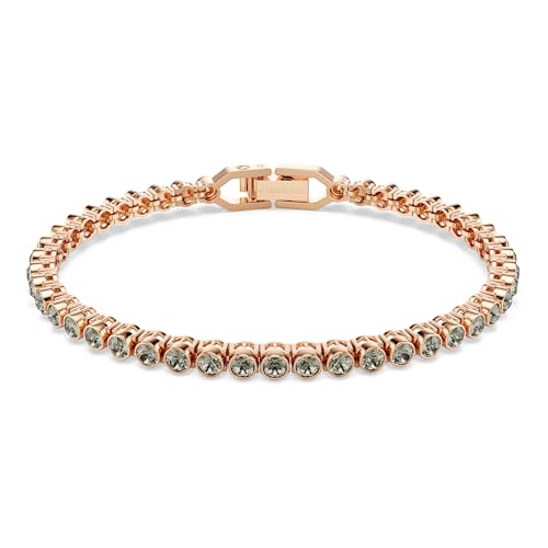 Swarovski Bracelet Tennis, de la collection Imber Emily, rangée de cristaux Zirconia noirs de taille ronde, sertis chaton, en placage de ton or rose