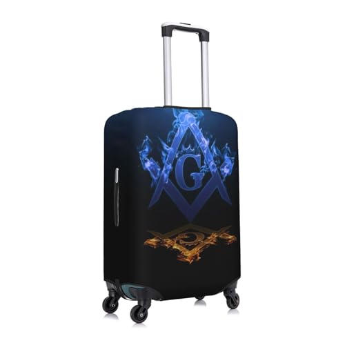 Masonic Soft Universal Luggage Case Cover Freemasonry Lightweight Washable Baggage Covers Premium Travel Luggage Cover Fits (A30,Small)2