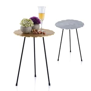 Beistelltisch Metall Dekotisch Hilton ø 35 x H 45 cm rund Aluminium mit Struktur Farbe Gold